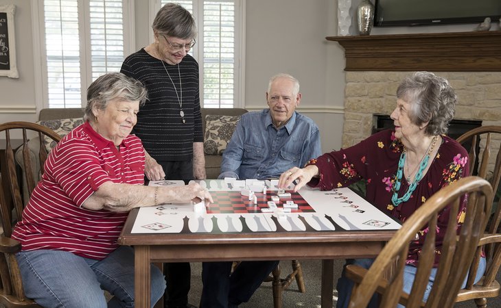 Indoor Activities-checkers in common living room,